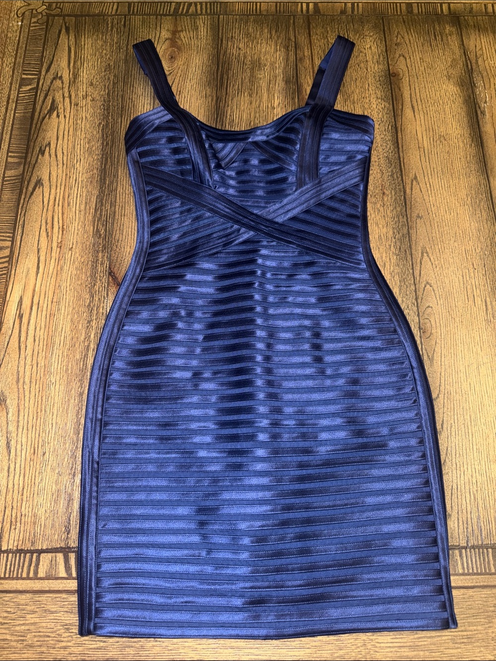 BCBGMaxAzria Rivas Blue Depth Navy Strappy Bandage Mini Dress